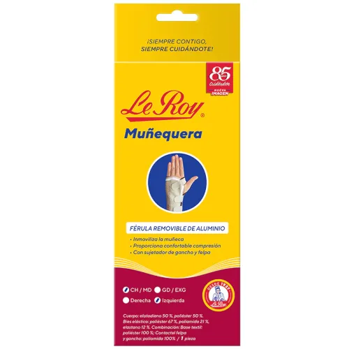 MUÑEQUERA ELASTICA ALGODON C/FERULA IZQ TALLA L/XL 13279 LE ROY