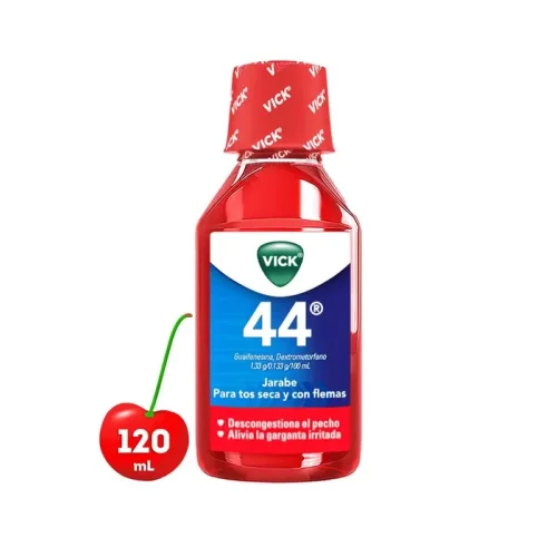 VICK 44 CEREZA (GUAIFENESINA/DEXTROMETORFANO) JBE 66.5/6.65 MG/5 ML C/120 ML P&G