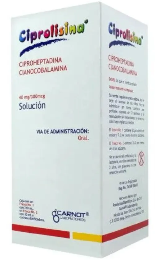 CIPROLISINA (CIPROHEPTADINA/CIANOCOBALAMINA) SOL 40 MG/300 MCG C/210 ML CARNOT
