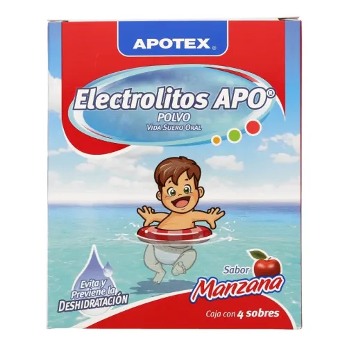 ELECTROLITOS ORALES APO MANZANA SOBRE 28.9 G C/4 APOTEX
