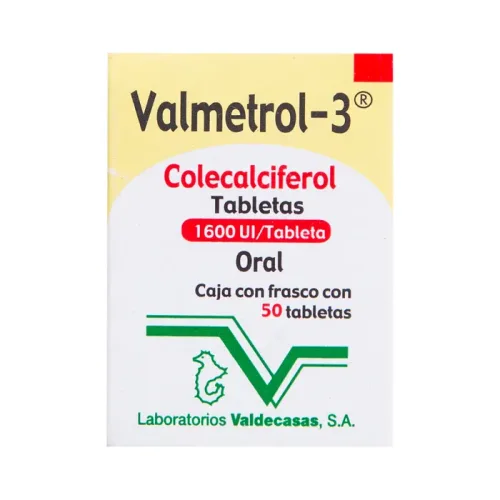 VALMETROL-3 (COLECALCIFEROL VIT D3) TAB 1600 UI C/50 VALDECASAS