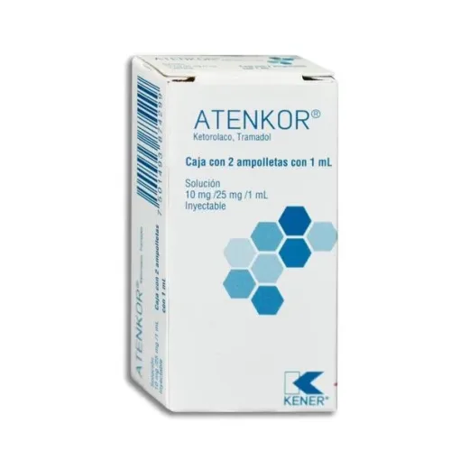 ATENKOR (TRAMADOL/KETOROLACO) SOL INY I.M./I.V. 25/10 MG/ML C/2 AMP KENER