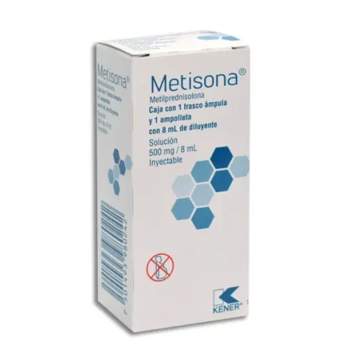 METISONA (METILPREDNISOLONA) SOL INY 500 MG/8 ML FCO Y AMP C/1 KENER