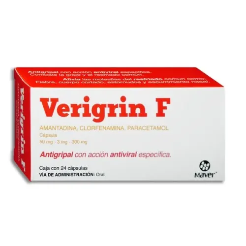 VERIGRIN F (AMANTADINA/CLORFENAMINA/PARAC) CAP 50/3/300 MG C/24 MAVER