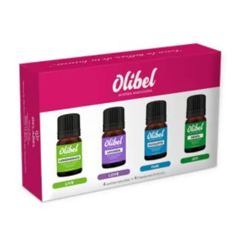 ACEITES ESENCIALES (LEMONGRASS/LAVANDA/EUCALIPTO/MENTA) 5 ML C/4 OLIBEL