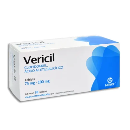 VERICIL (ACETILSALICILICO/CLOPIDOGREL) TAB 100/75 MG C/28 MAVER