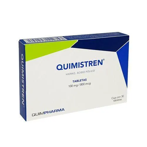 QUIMISTREN (HIERRO/AC. FOLICO) TAB 100 MG/800 MCG C/30 QUIMPHARMA
