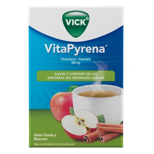 VICK PYRENA CANELA Y MANZANA (PARACETAMOL) GRANULADO EN SOBRE 500 MG C/5 VICK