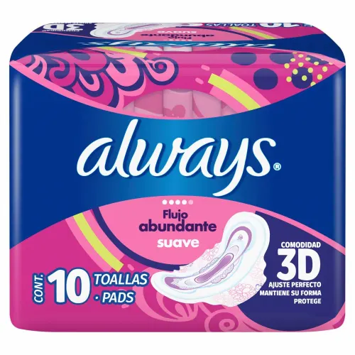 ALWAYS SUAVE PROTECCION TOTAL (REGULAR) TOALLA FEMENINA C/ALAS C/10 P&G