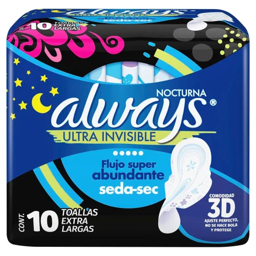 ALWAYS NOCHE (ULTRAFINA EXTRA LARGA) TOALLA FEMENINA C/ALAS C/10 P&G