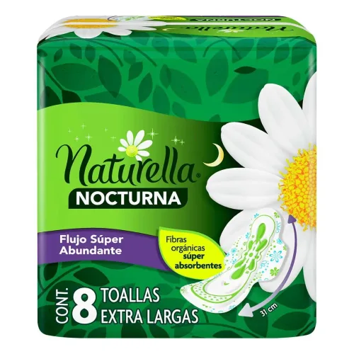 NATURELLA NOCTURNA TOALLAS EXT LARGAS FLUJO ABUNDANTE C/ALAS C/8 P&G
