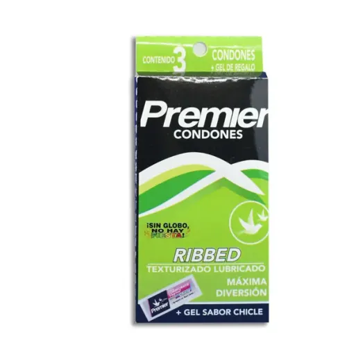 PREMIER RIBBED (VERDE) PRESERVATIVO TEXTURIZADO C/3 PROTEXTOS