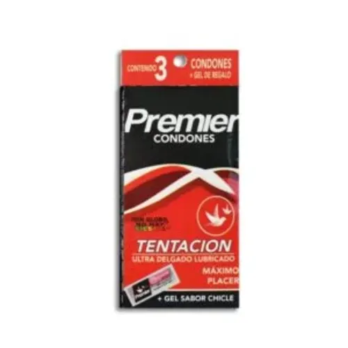 PREMIER TENTATION (ROJO) PRESERVATIVO ULTRA DELGADO C/3 PROTEXTOS