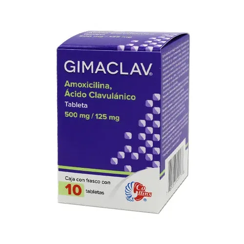 GIMACLAV (AMOXICILINA/CLAVULANICO) TAB 500/125 MG FCO C/10 COLLINS