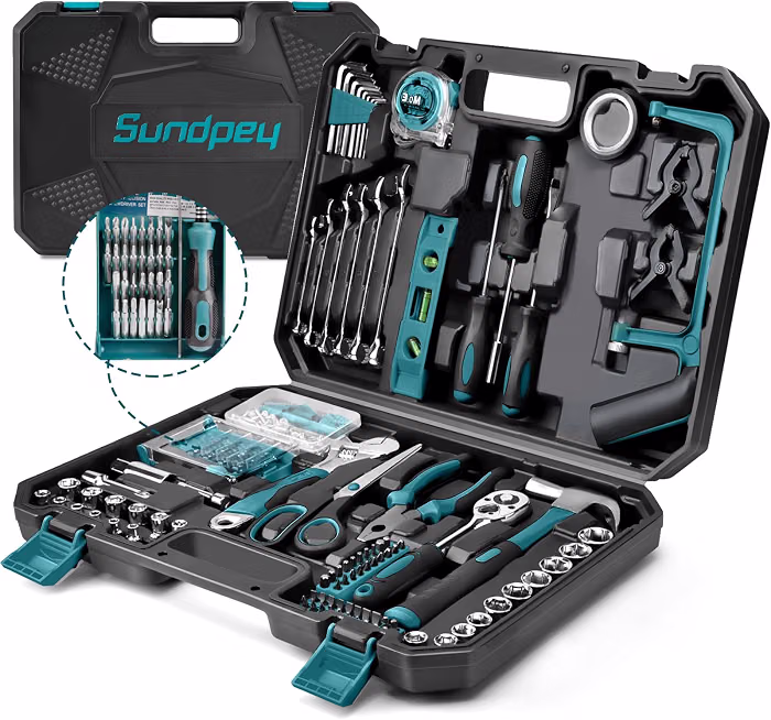 Sundpey 257-Piece Household Tool Kit – Complete DIY Repair Set with Portable Storage Case for Home, Car, and Garage