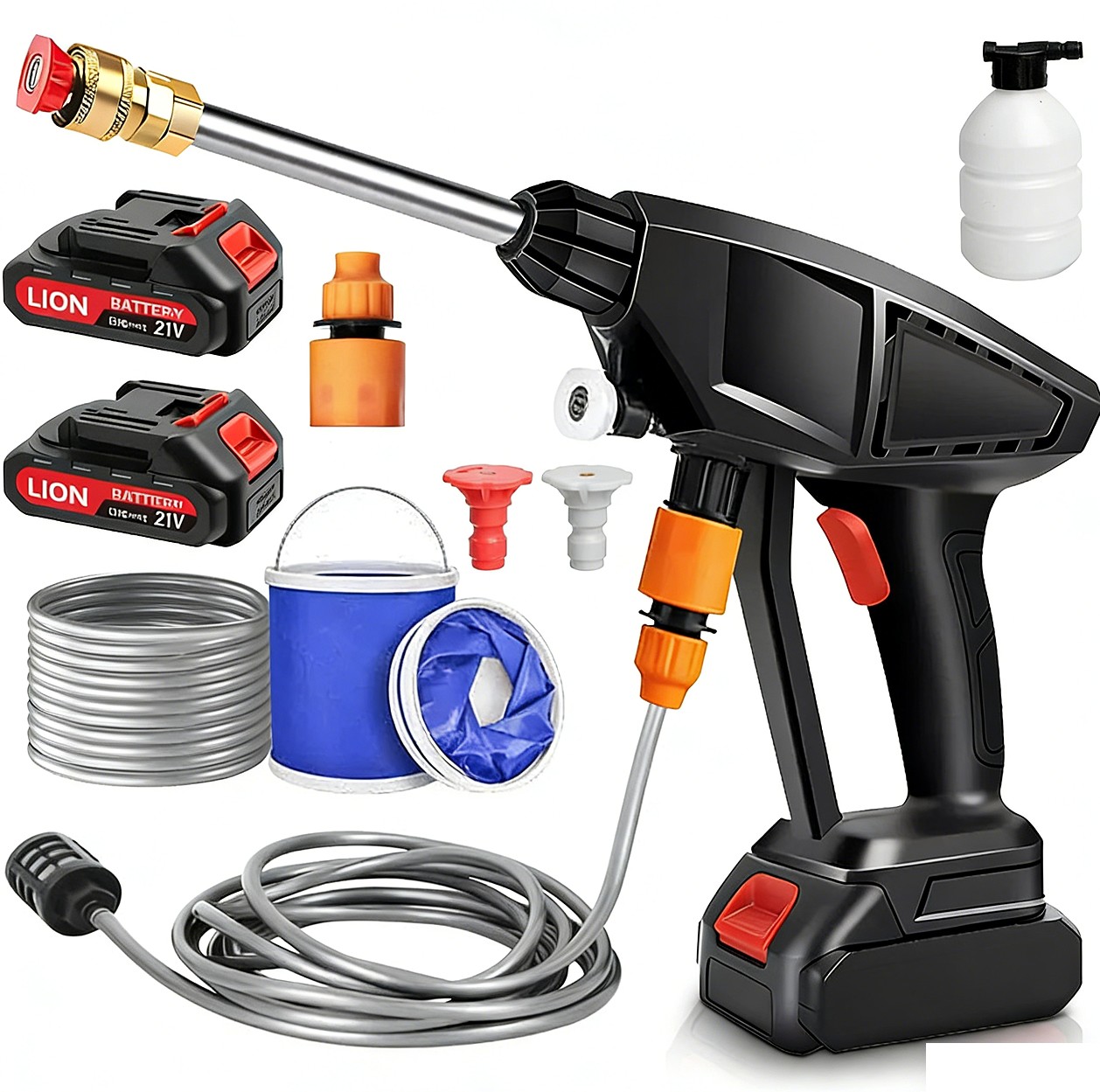 Portable Cordless Car High Pressure Washer Jet Water Wash Cleaner Gun - 2 Battery Set