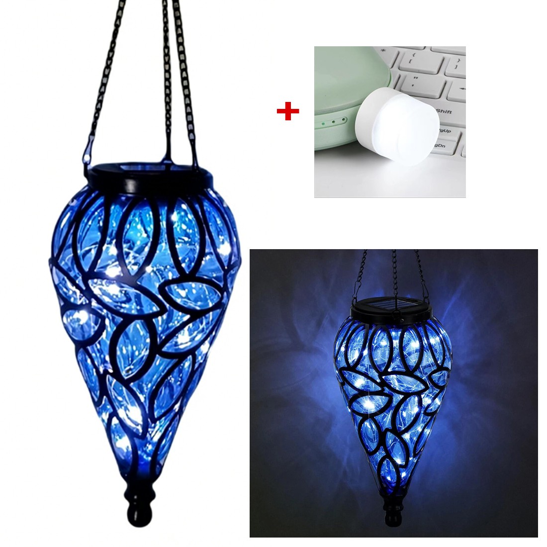Solar Powered Teardrop Hanging Garden Lantern | Warm LED