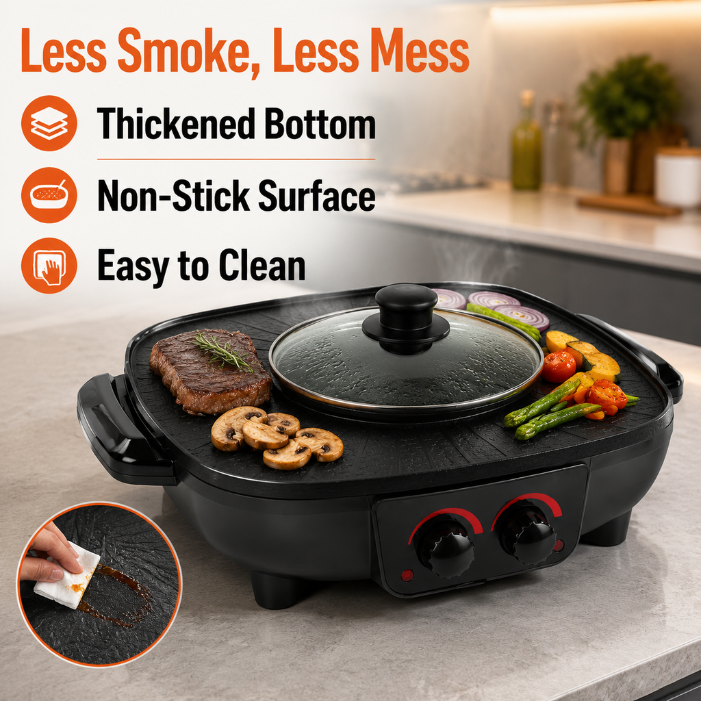 2-in-1 Electric Hot Pot and BBQ Grill