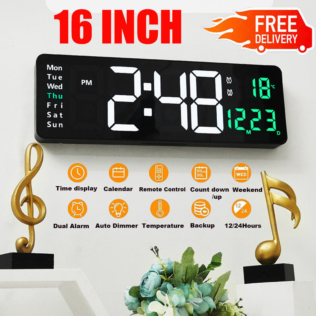 16-inch LED Digital Wall Clock