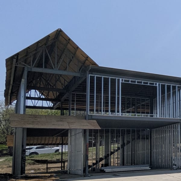 Full structural steel frame of a My Castle Homes build, before finishes