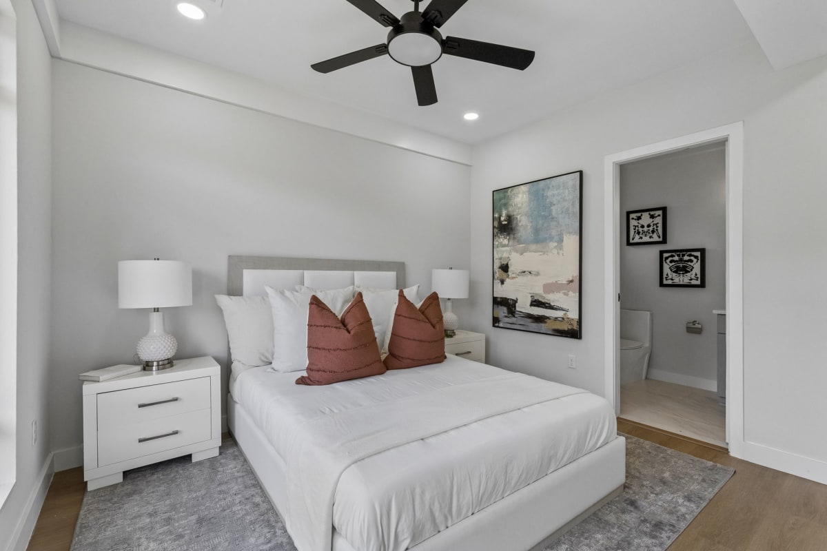 Primary bedroom at 816 Premier Parkway, an example of experience considered early in the design