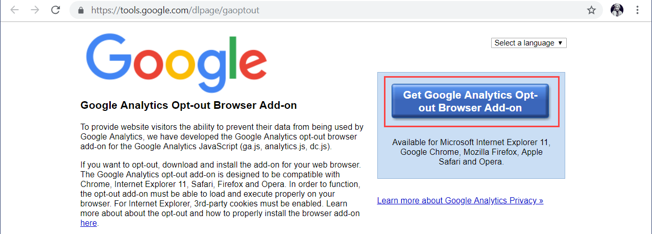Google Analytics Opt-out Add-on