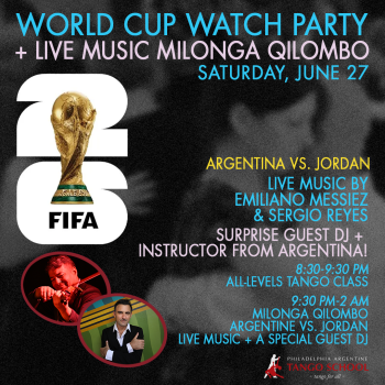 Live Music Milonga Qilombo + World Cup Watch Party