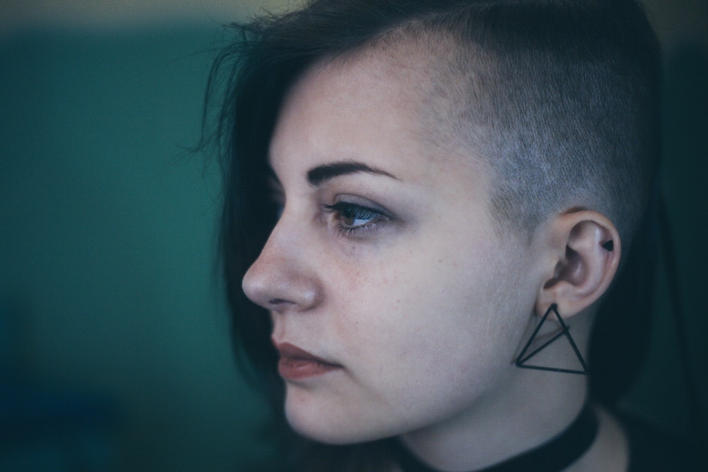 Woman with hair trimmed.