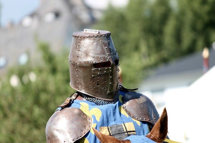 Medieval knight face armour