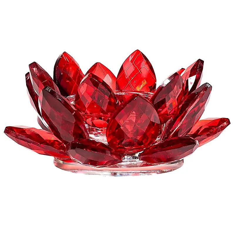 zwaartekracht fluweel Vervullen Lotus kaarshouder kristal rood -- 4.5x11 cm | Phoenix Import