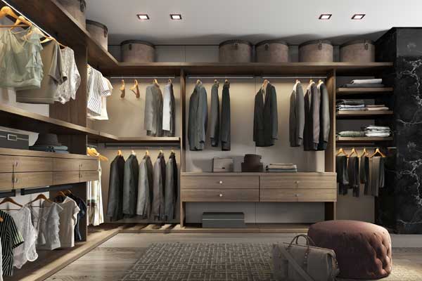 Modelo de closet bem organizado