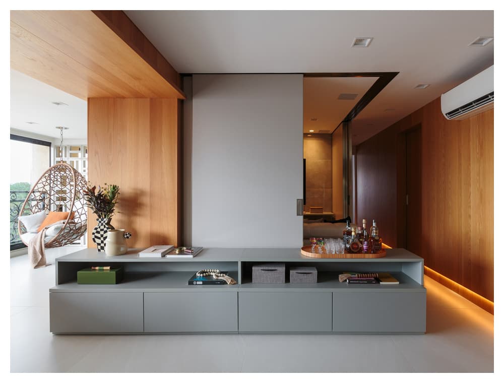 Integração e materialidade em projeto de apartamento contemporâneo Integração e materialidade em projeto de apartamento contemporâneo