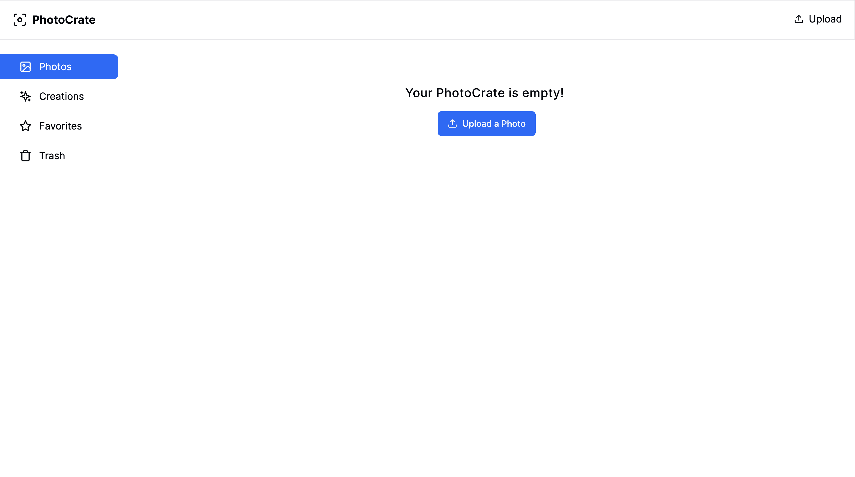PhotoCrate with no photos uploaded