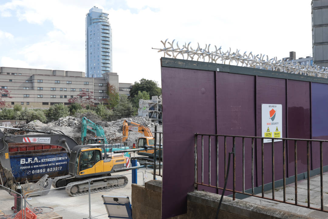 Photo looking into a large building site