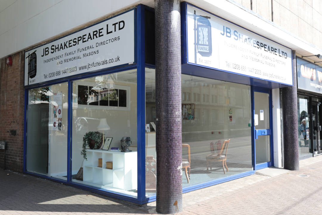 Photo of a funeral director’s shopfront