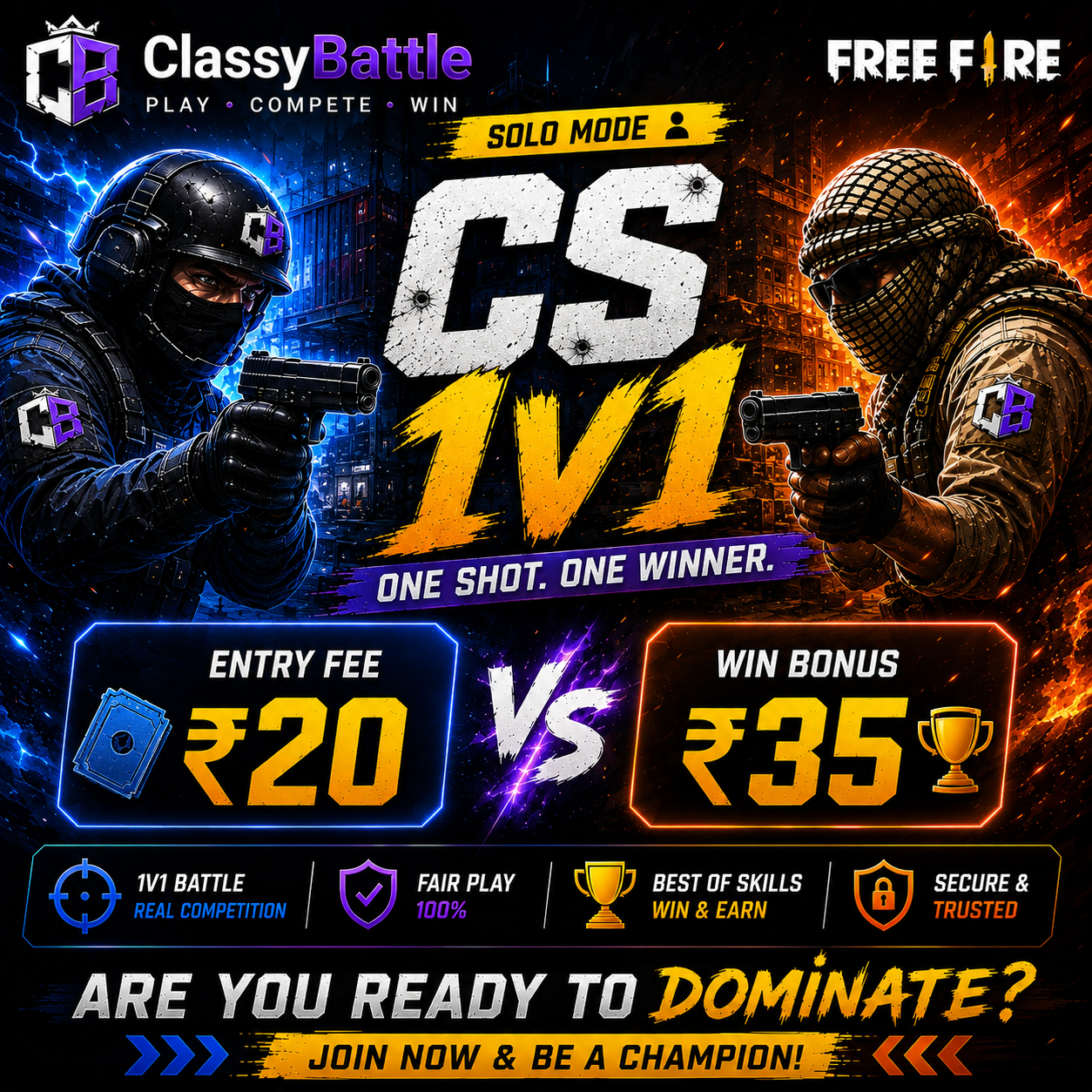 Clash Squad 1v1 tournament mode