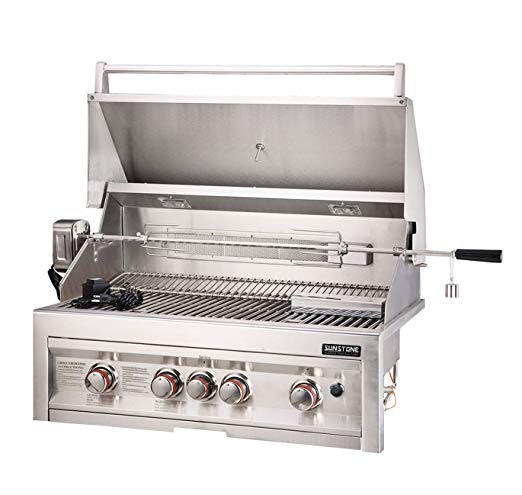 An image of SUNSTONE SUN4B-IR-NG 34" Natural Gas Stainless Steel Rotisserie Grill