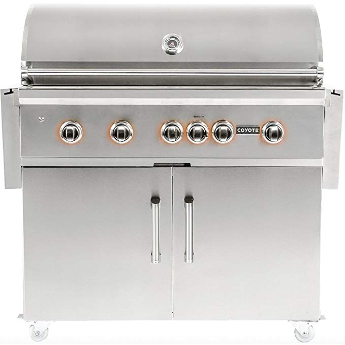 An image of Coyote S-Series 42'' Natural Gas Stainless Steel Freestanding Rotisserie Grill | KnowYourGrill 