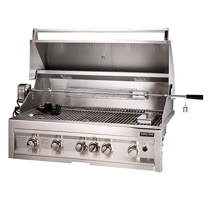 An image of SUNSTONE SUN5B-IR-NG 42'' Natural Gas Stainless Steel Rotisserie Grill | KnowYourGrill 