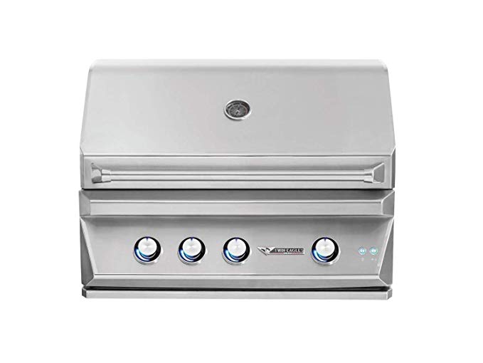 An image of Twin Eagles TEBQ36R-C-L 36'' Propane Gas Stainless Steel Built-In Covered Grill | KnowYourGrill 