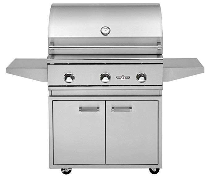 An image of Delta Heat DHBQ32G-C-N-DHGB32-C 32" Natural Gas Stainless Steel Covered Grill | KnowYourGrill 