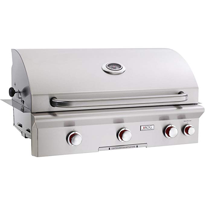 An image of American Outdoor Grill T Series 36'' Natural Gas Stainless Steel Built-In Covered Grill