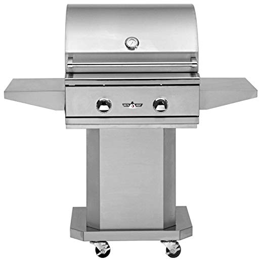 An image of Delta Heat DHBQ26G-CN+DHPB26-C 26" Natural Gas Stainless Steel Covered Grill | KnowYourGrill 