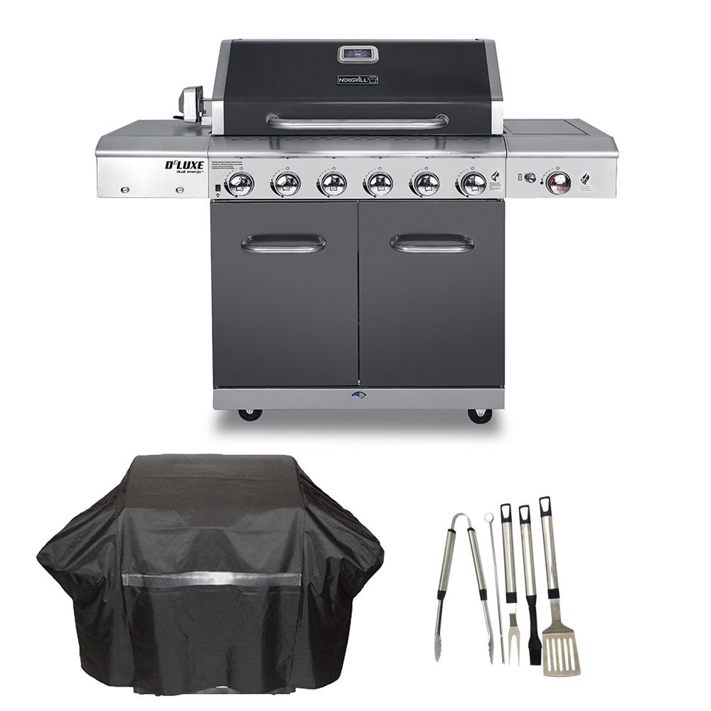 An image of Nexgrill 720-0896BXA Deluxe Propane Gas Stainless Steel Freestanding Covered Grill