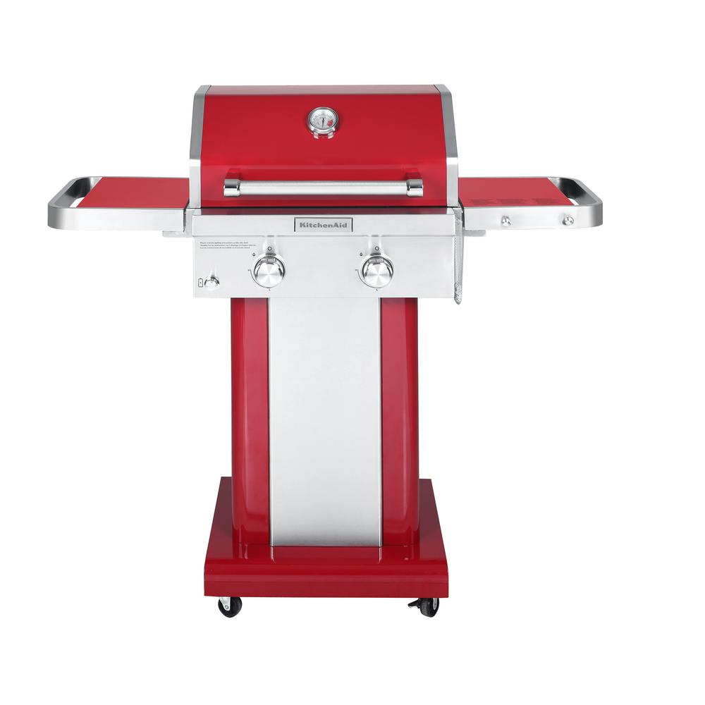 An image of KitchenAid 720-0891C Propane Gas Stainless Steel Freestanding Covered Grill