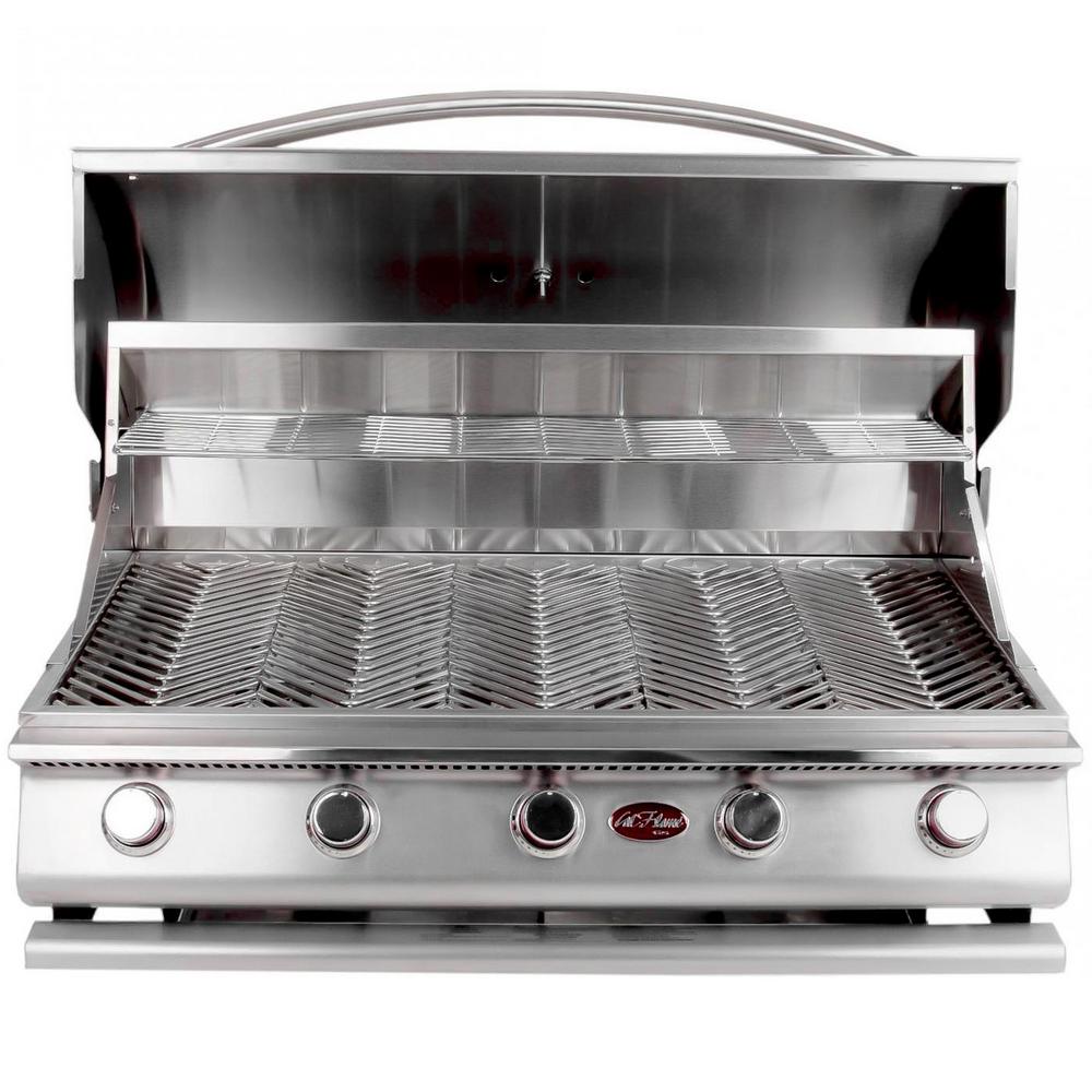 An image of Cal Flame BBQ09G05 Propane Gas Stainless Steel Built-In Rotisserie Grill | KnowYourGrill 