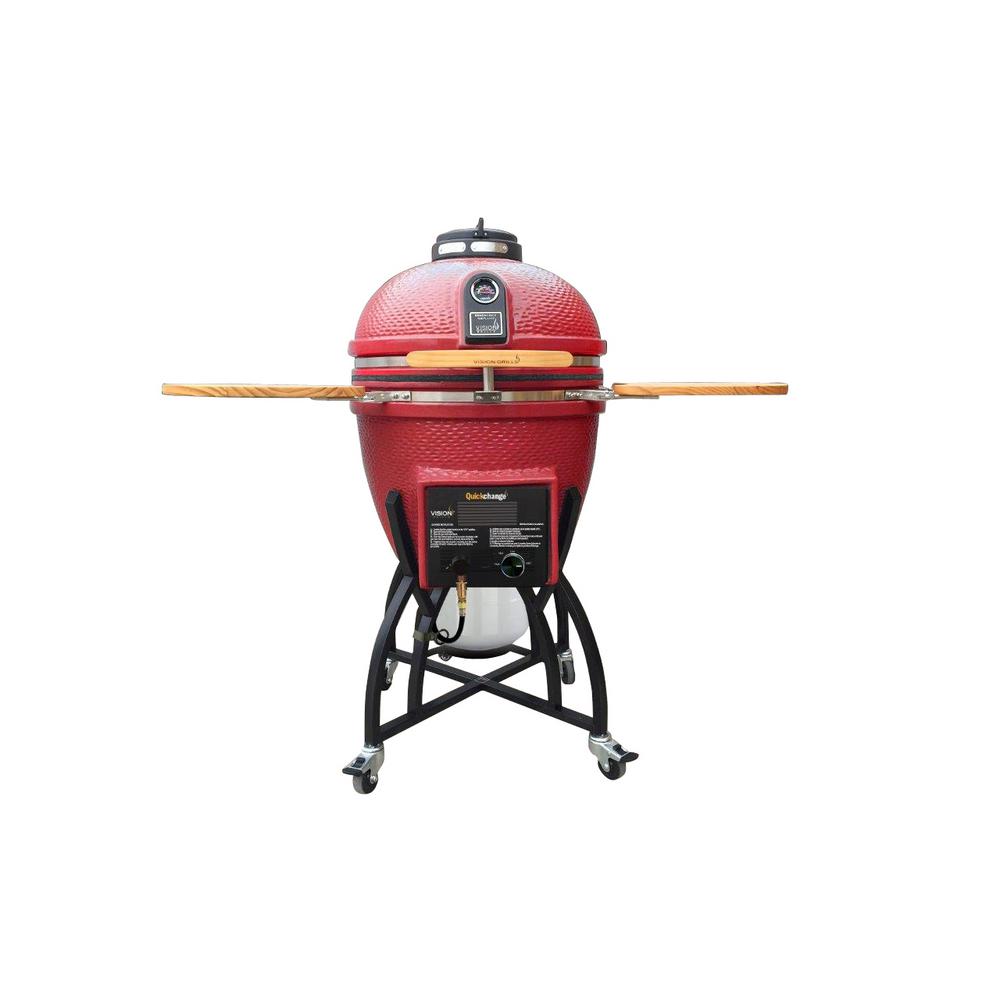 An image of Vision Grills S-CR4C1D1-H Gas Ceramic Freestanding Kamado Grill | KnowYourGrill 