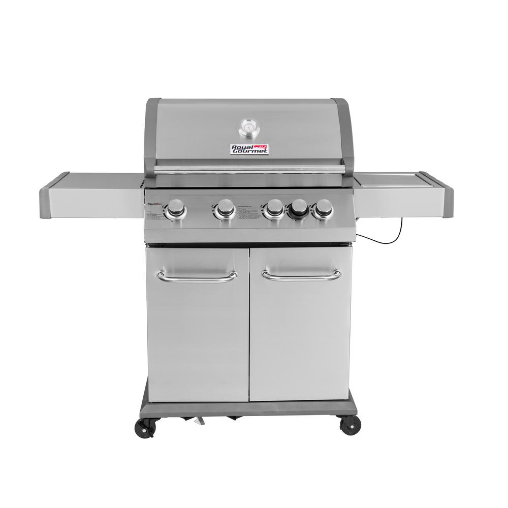 An image of Royal Gourmet SG4002 Propane Gas Stainless Steel Freestanding Infrared Covered Grill | KnowYourGrill 