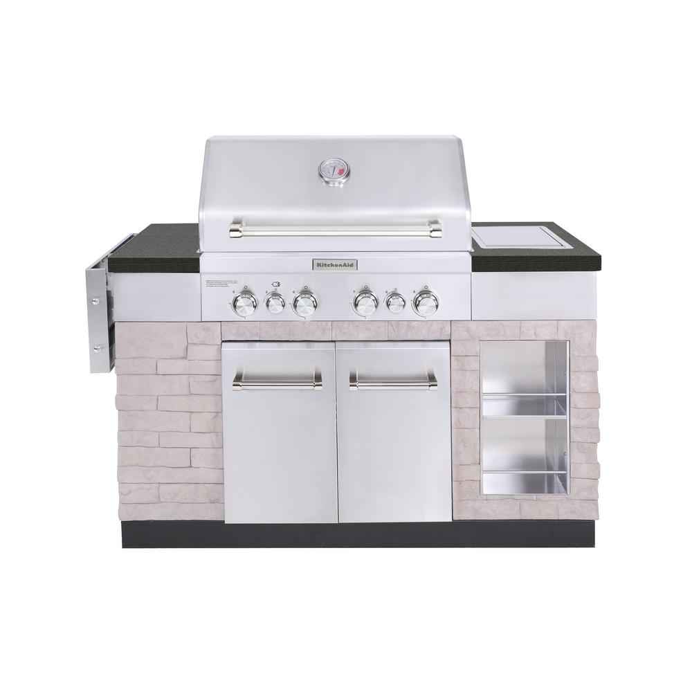 An image related to KitchenAid 860-0012 Propane Gas Stainless Steel Freestanding Infrared Covered Grill