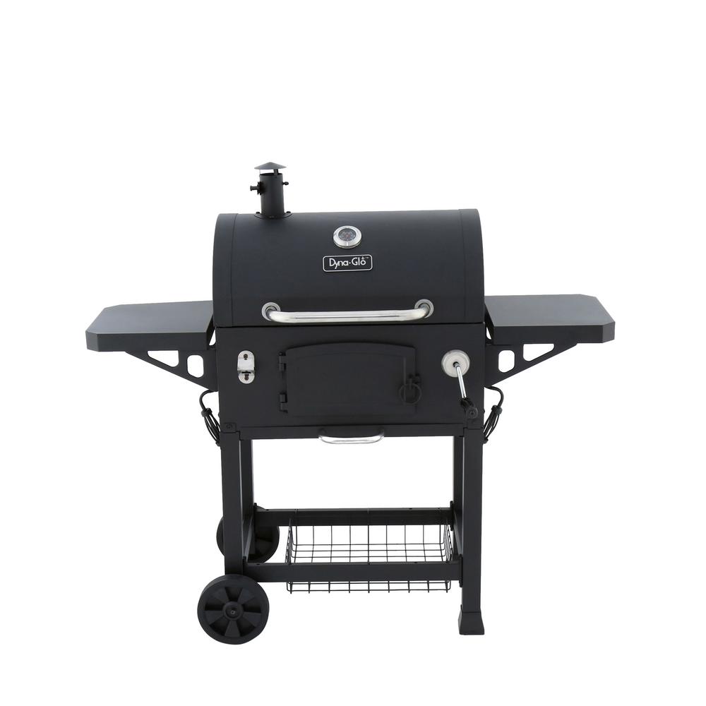 An image of Dyna-Glo DGN486DNC-D Charcoal Stainless Steel Freestanding Covered Grill